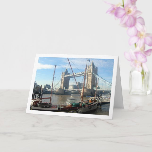Sail Boat on the River Thames, London, England Card (Orchid)