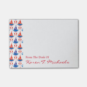 Sail Boat Pattern Add Your Name Post-it Notes