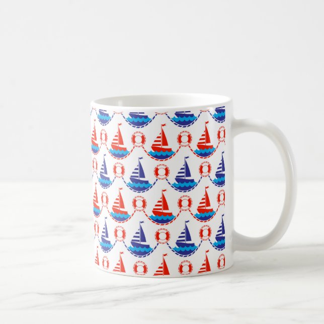 Sail Boat Pattern Coffee Mug (Right)
