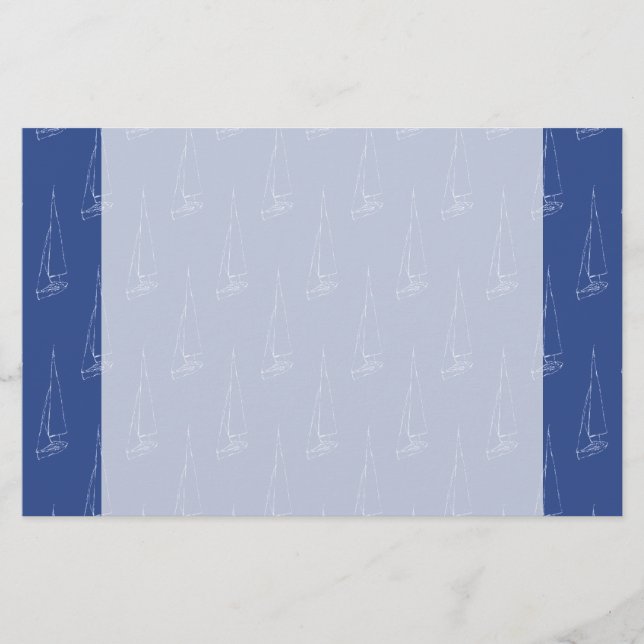 Sail boat pattern. Dark Blue. Stationery (Front)