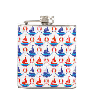 Sail Boat Pattern Hip Flask