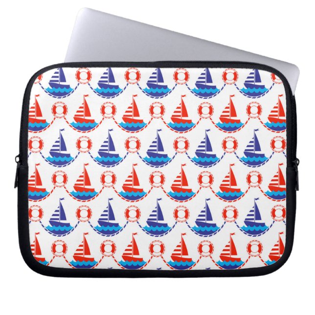 Sail Boat Pattern Laptop Sleeve (Front)
