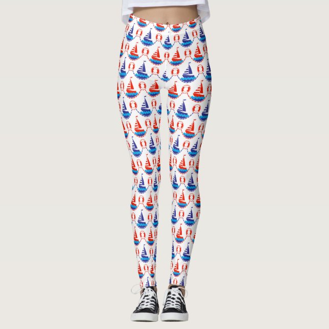 Sail Boat Pattern Leggings (Front)