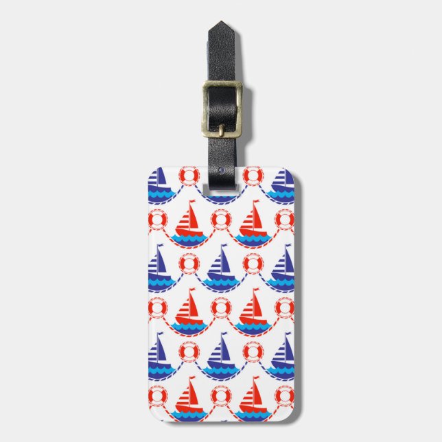 Sail Boat Pattern Luggage Tag (Front Vertical)