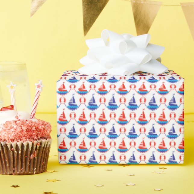 Sail Boat Pattern Wrapping Paper (Birthday Party)