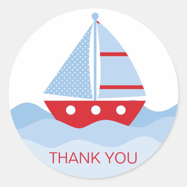 Sail Boat Thank You Classic Round Sticker (Front)