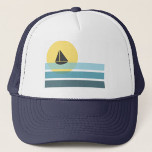 Sail Boat Trucker Hat   Retro Trucker Hat