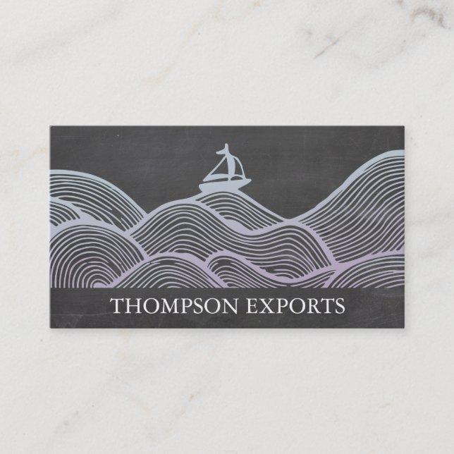 Sail Boat | Waves Business Card (Front)