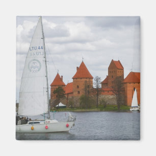 Sail boat with Island Castle by Lake Galve, Magnet