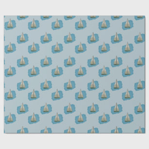 Sail boat wrapping paper