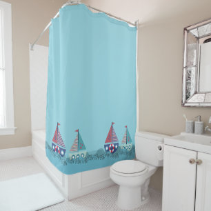 Sail Boats Yacht Ocean Sailing Bathroom Shower Curtain