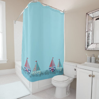 Sail Boats Yacht Ocean Sailing Bathroom Shower Curtain