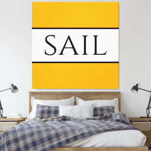 SAIL Bright Golden Yellow White Summer Stripes Canvas Print