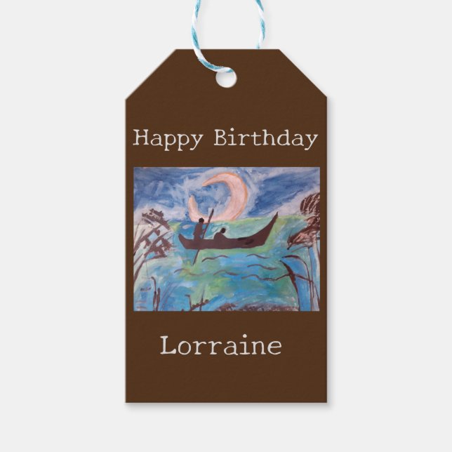 Sail By Moonlight Birthday  Gift Tags (Front)