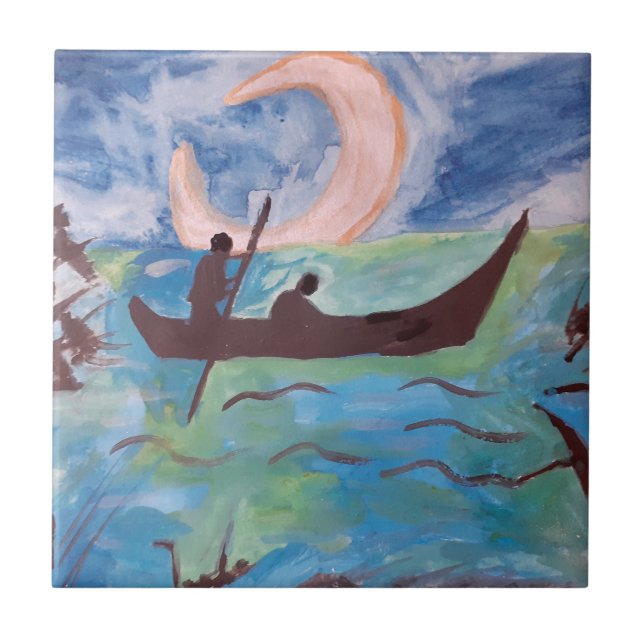 Sail by Moonlight Ceramic Tile (Front)