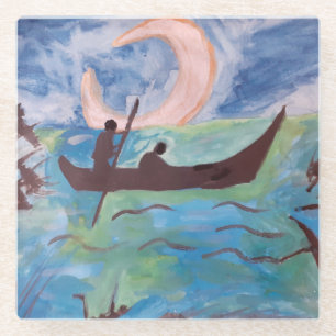 Sail by Moonlight Glass Coaster