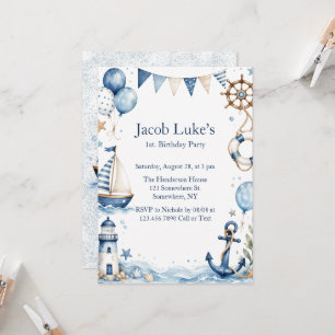Sail-ebrate One Nautical Boy's Birthday Party Invitation
