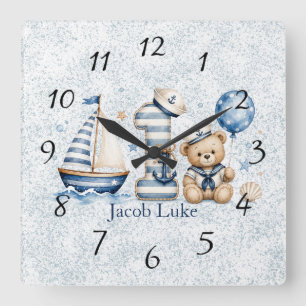 Sail-ebrate One Nautical  Square Wall Clock
