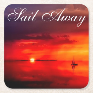 Sail into the Sunset Square Paper Coaster