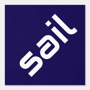 SAIL Modern White Text Navy Blue Background Wallpaper