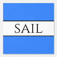 SAIL Nautical Bright Blue Black White Stripes