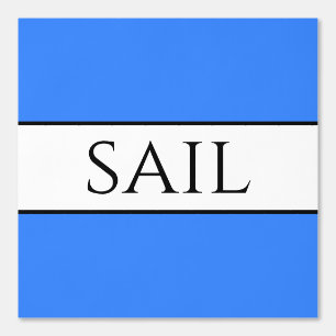 SAIL Nautical Bright Blue Black White Stripes Wallpaper
