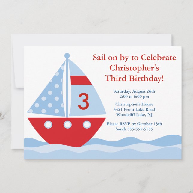 Sail on by & Celebrate Birthday Invitation (Front)
