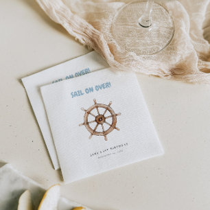 Sail on Over Nautical Birthday Napkin