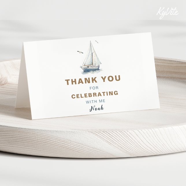 Sail on Over Nautical Birthday Thank You Card (Creator Uploaded)
