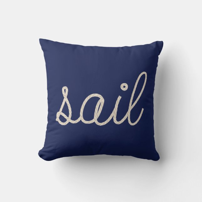 sail rope design on navy blue cushion (Front)