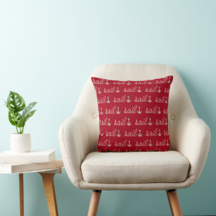 Sail Rope Design with Anchor on Red Cushion