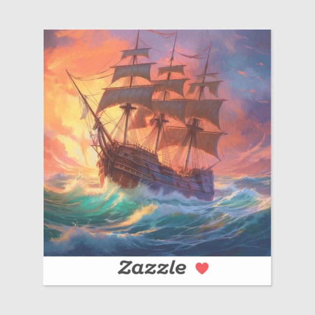 Sail Ship On A Stormy Sea (Sheet)