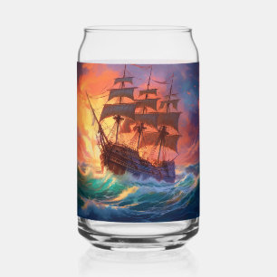 Sail Ship On A Stormy Sea Can Glass