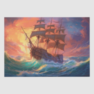 Sail Ship On A Stormy Sea Tissue Paper
