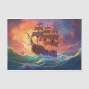 Sail Ship On A Stormy Sea Tissue Paper