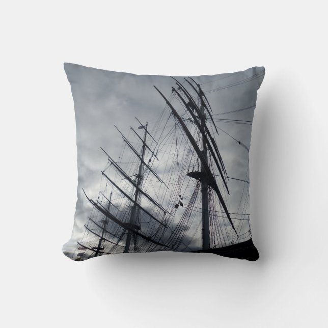 Sail Ship Throw Pillow (Front)