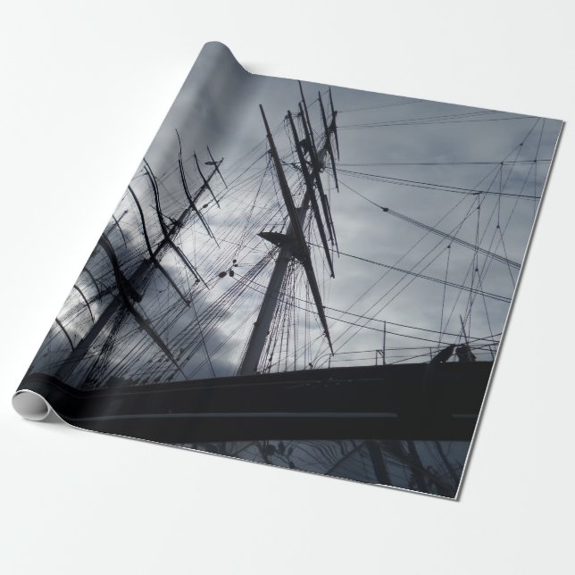 Sail Ship Wrapping Paper (Unrolled)