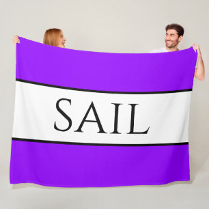 SAIL Sporty Bright Tropical Purple White Stripes Fleece Blanket