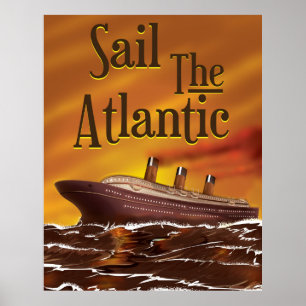 Sail the Atlantic vintage travel poster