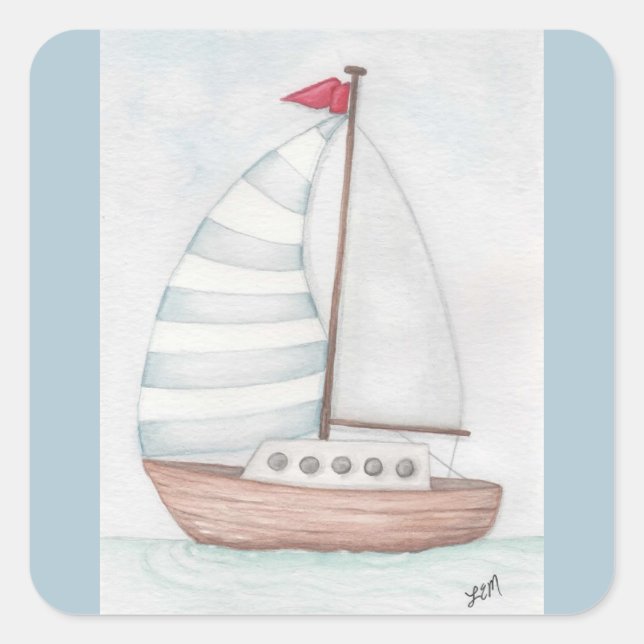 Sail the Ocean Blue Square Sticker (Front)