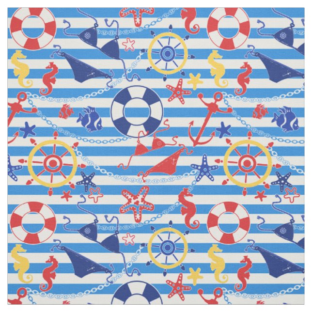 Sail The Sea Nautical Fabric (Swatch)