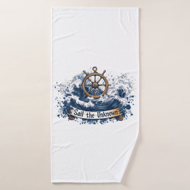  "Sail the Unknown" - Nautical-Inspired Design Bath Towel (Bath Towel)