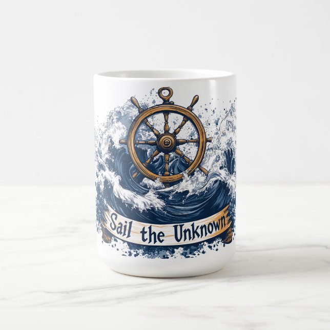  "Sail the Unknown" - Nautical-Inspired Design Coffee Mug (Center)