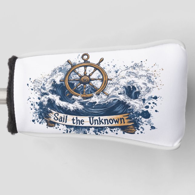  "Sail the Unknown" - Nautical-Inspired Design Golf Head Cover (Front)