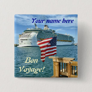 Sailaway Bon Voyage Name Pin Button