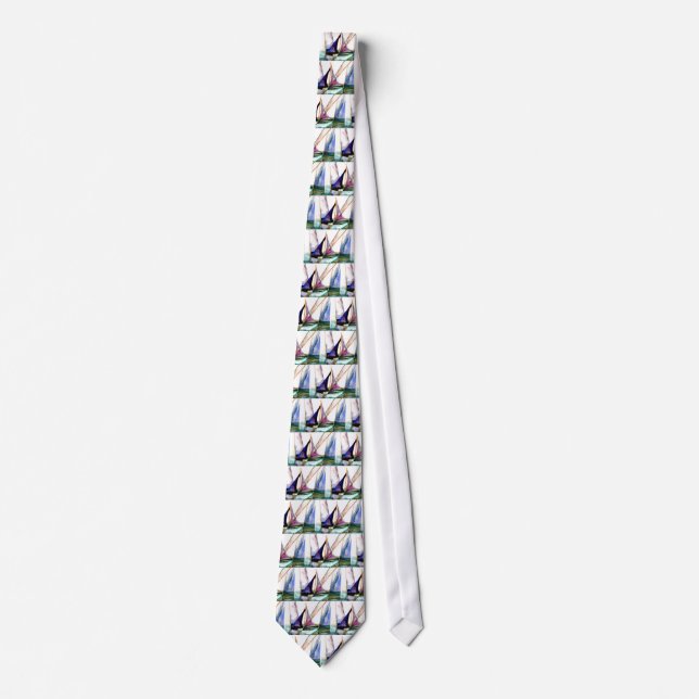 Sailboat Abstract - CricketDiane Ocean Art Tie (Front)