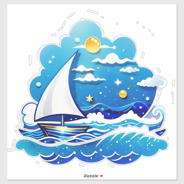 Sailboat Adventure Under Moonlit Sky (Sheet)