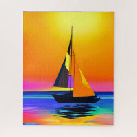 Sailboat Against a Vibrant Ocean Sunset