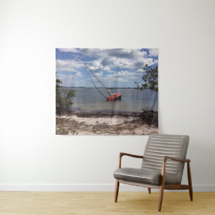 Sailboat Aground Tapestry
