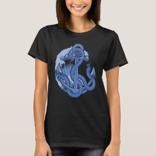 Sailboat Anchor Waves Ocean Sailor Skipper Sailing T-Shirt